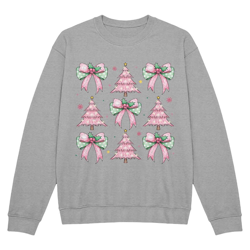 Pink Christmas Trees and Bows Sweatshirt