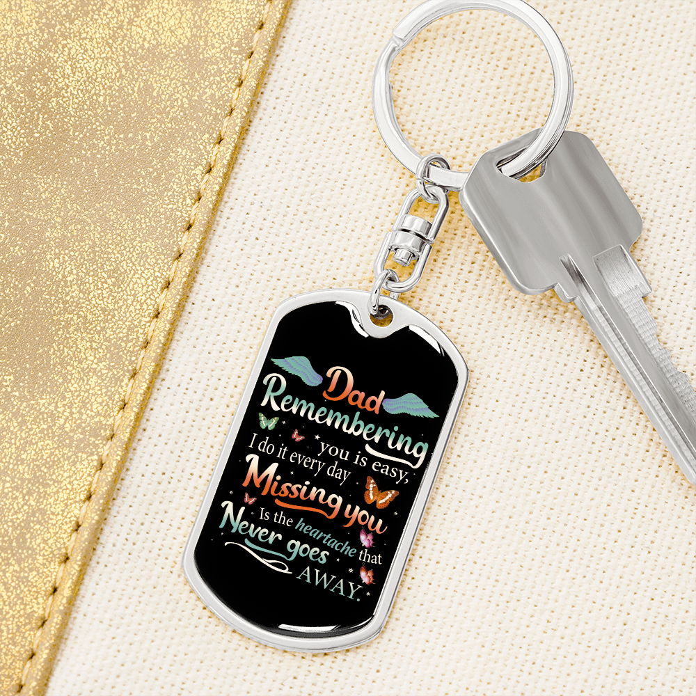 Remembering Dad, Dog Tag with Swivel Keychain