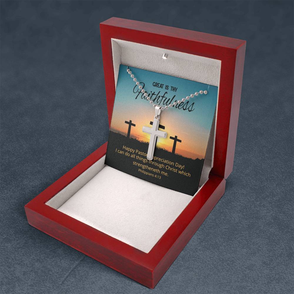 Great Is Thy Faithfulness Cross Necklace, Pastor Appreciation Day Gift