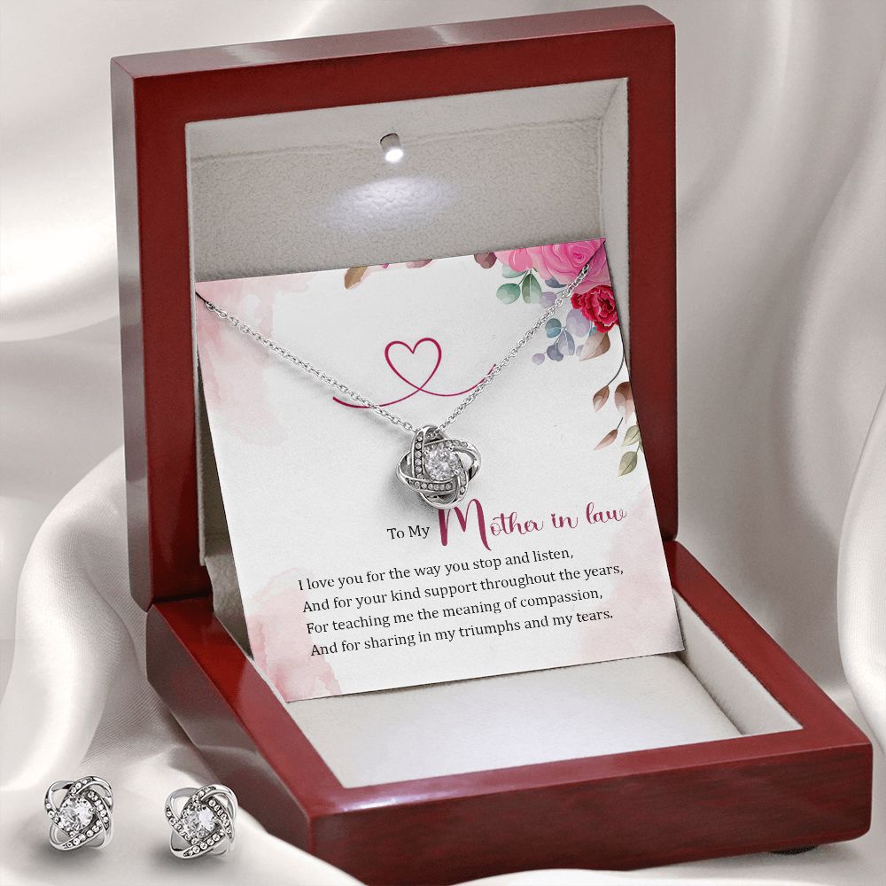 Mother in Law, Throughout the Years, Love Knot Necklace and Earring Set