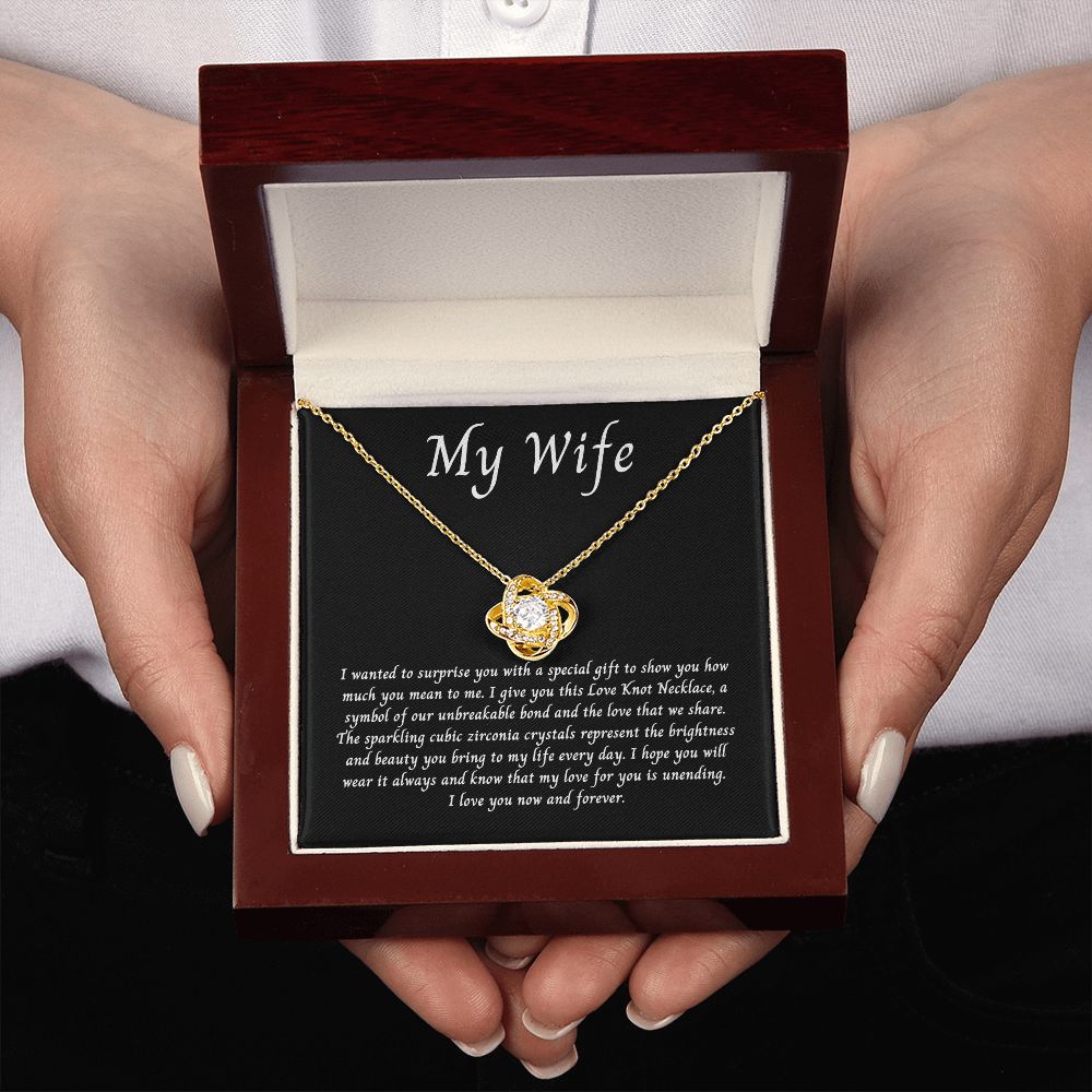 To My Wife Love Knot Necklace Unbreakable Bond