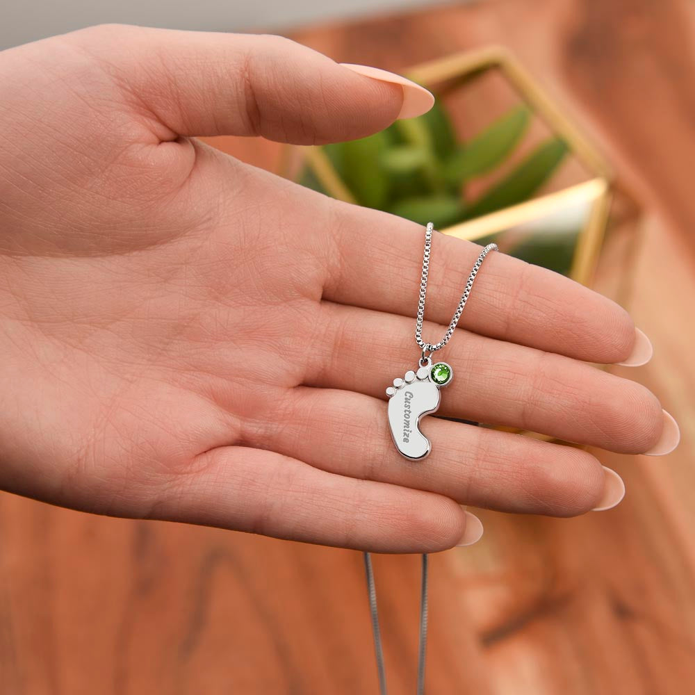 Mom Personalized Baby Feet Necklace