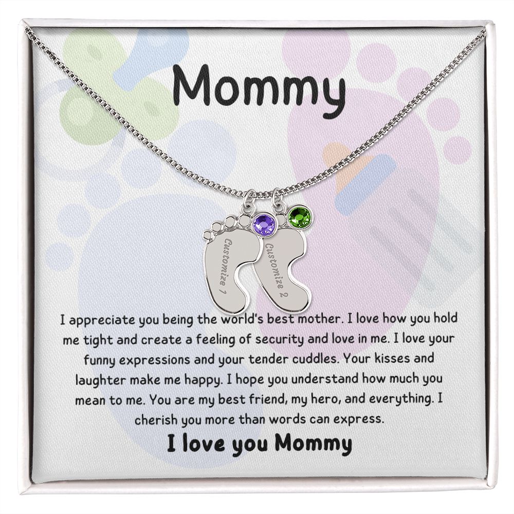 Mom Personalized Baby Feet Necklace