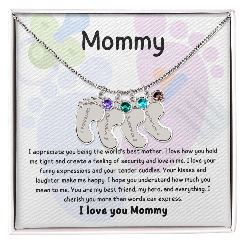 Mom Personalized Baby Feet Necklace