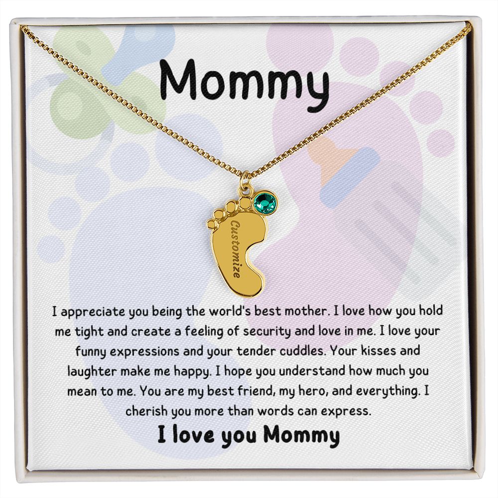 Mom Personalized Baby Feet Necklace