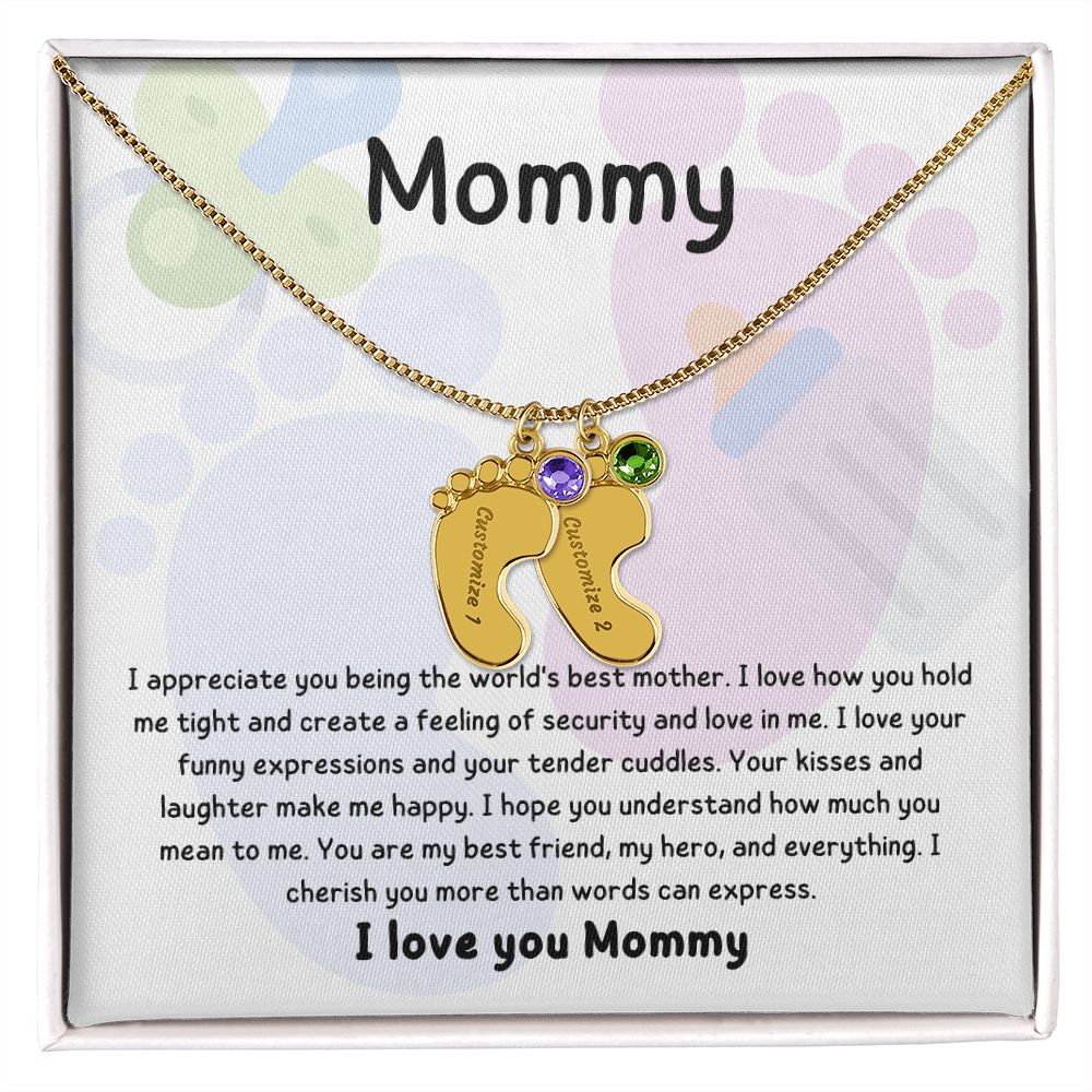 Mom Personalized Baby Feet Necklace