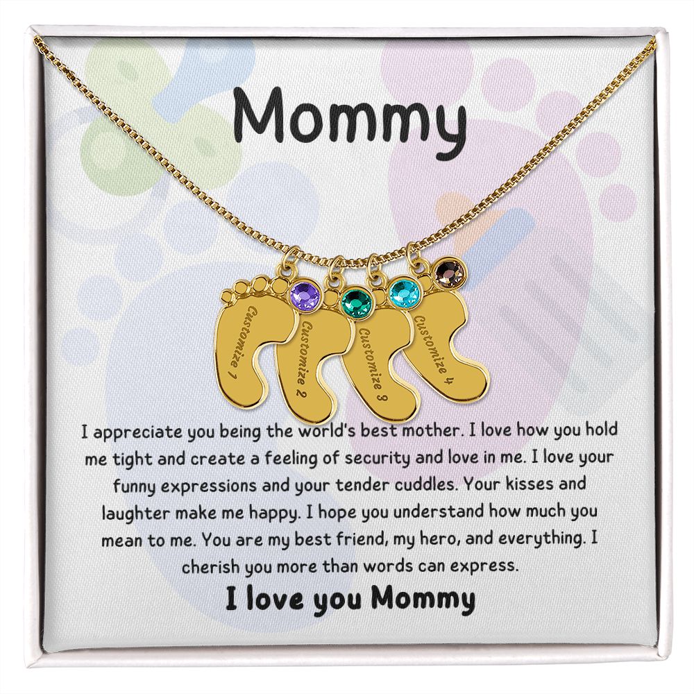 Mom Personalized Baby Feet Necklace