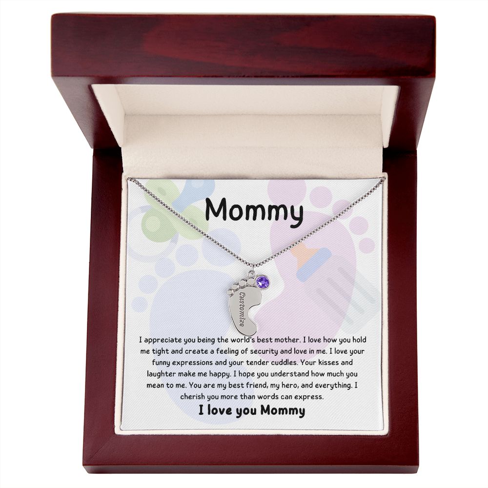 Mom Personalized Baby Feet Necklace