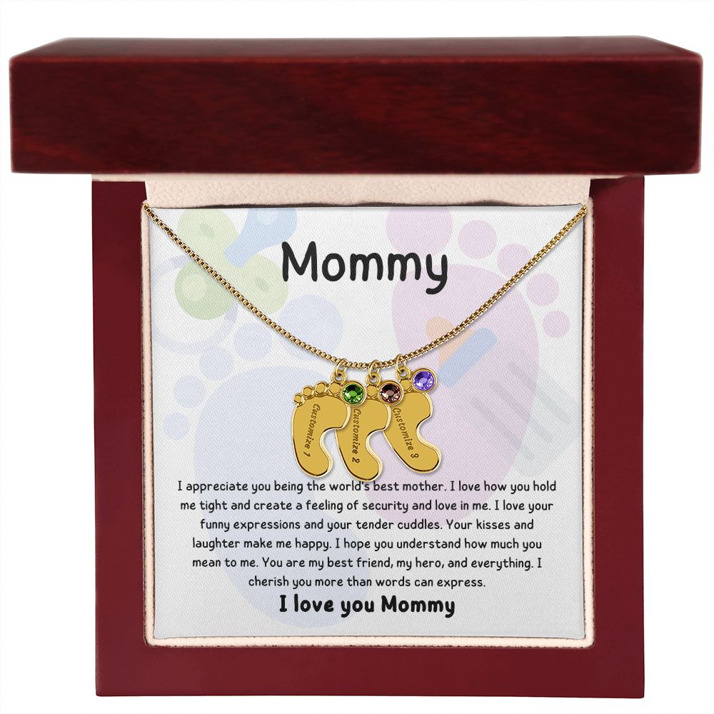 Mom Personalized Baby Feet Necklace