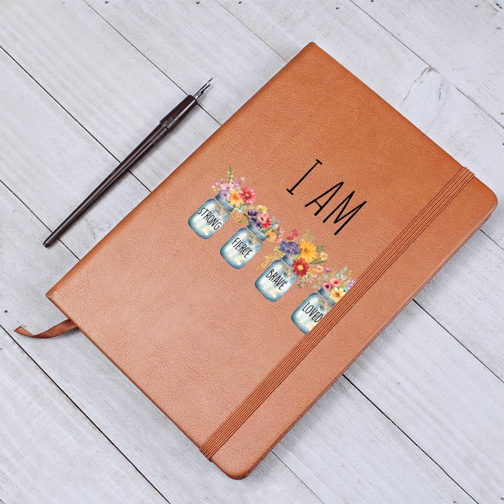 Leather Journal for Her, Motivation/Inspiring Gift, I Am Strong, Fierce, Brave, Loved