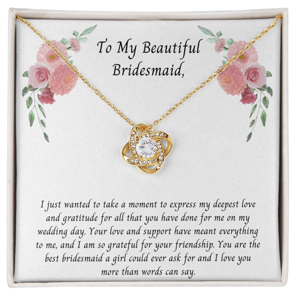 Bridesmaid Thank You Gift, Love Knot Necklace