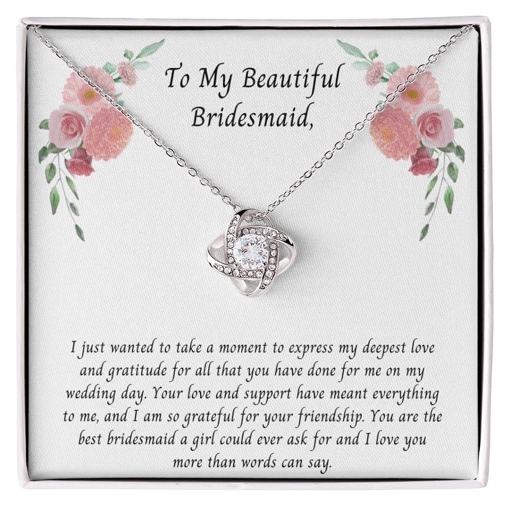 Bridesmaid Thank You Gift, Love Knot Necklace