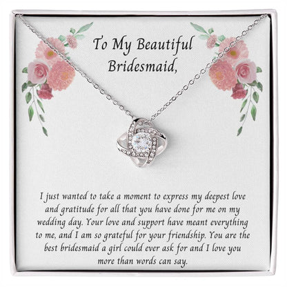 Bridesmaid Thank You Gift, Love Knot Necklace