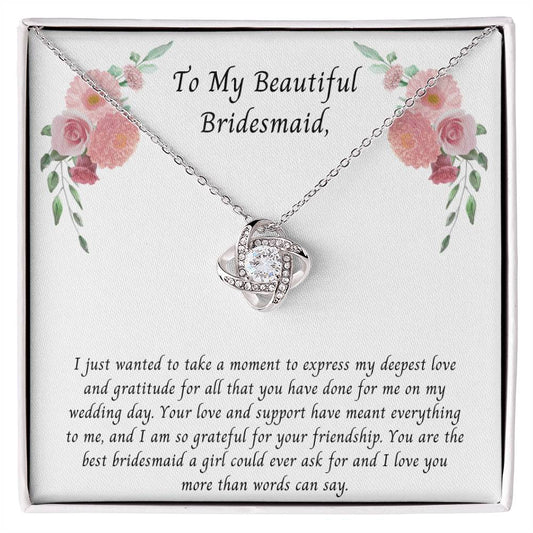 Bridesmaid Thank You Gift, Love Knot Necklace