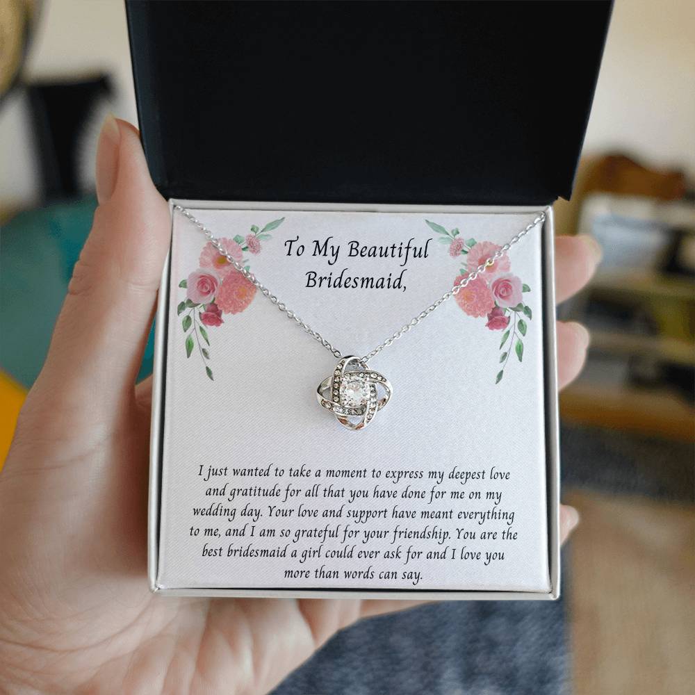 Bridesmaid Thank You Gift, Love Knot Necklace