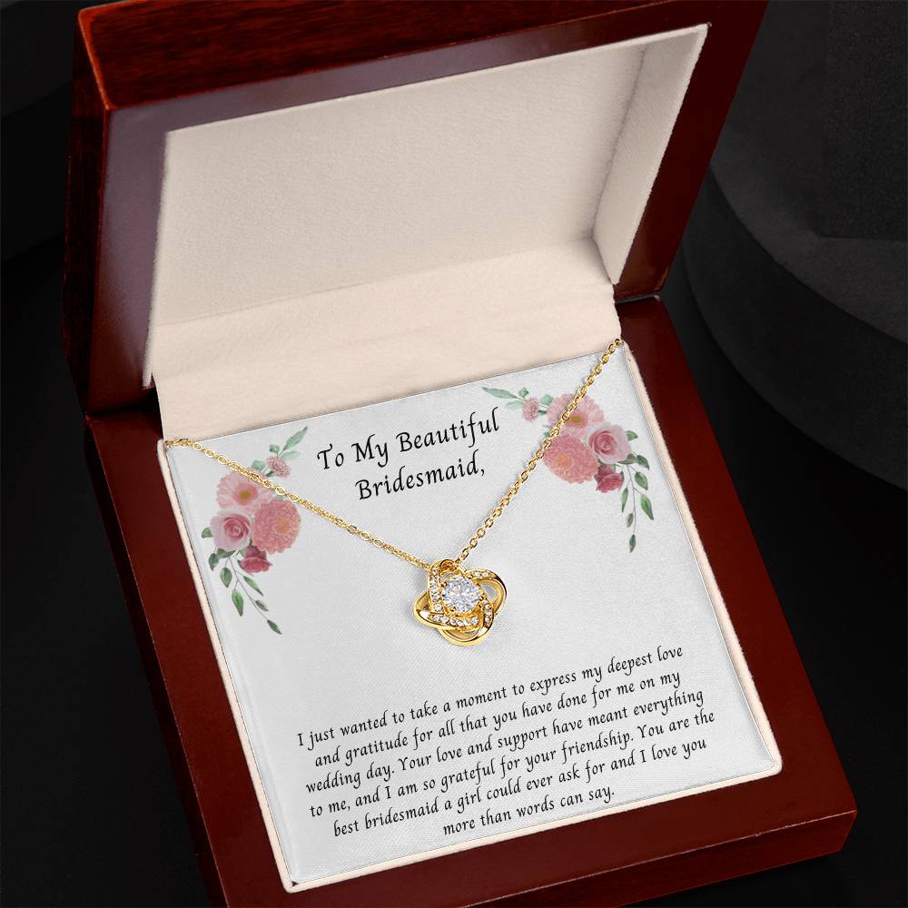 Bridesmaid Thank You Gift, Love Knot Necklace