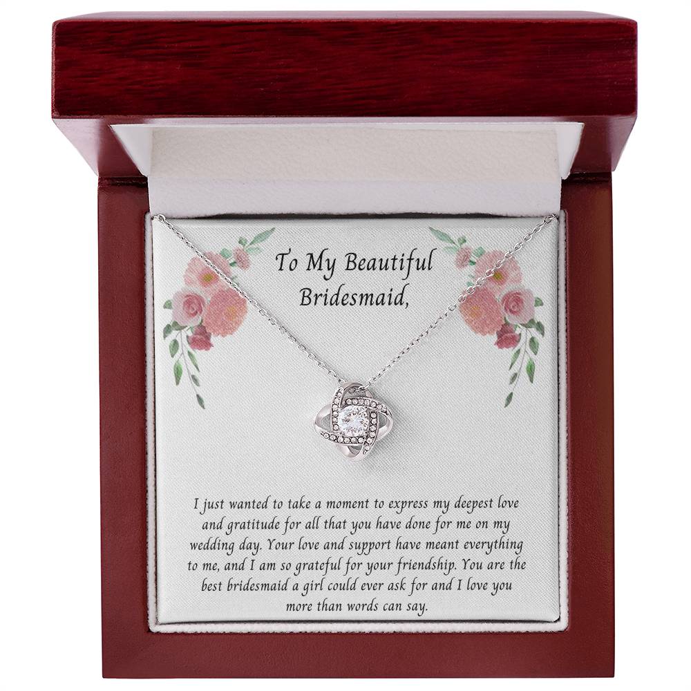 Bridesmaid Thank You Gift, Love Knot Necklace