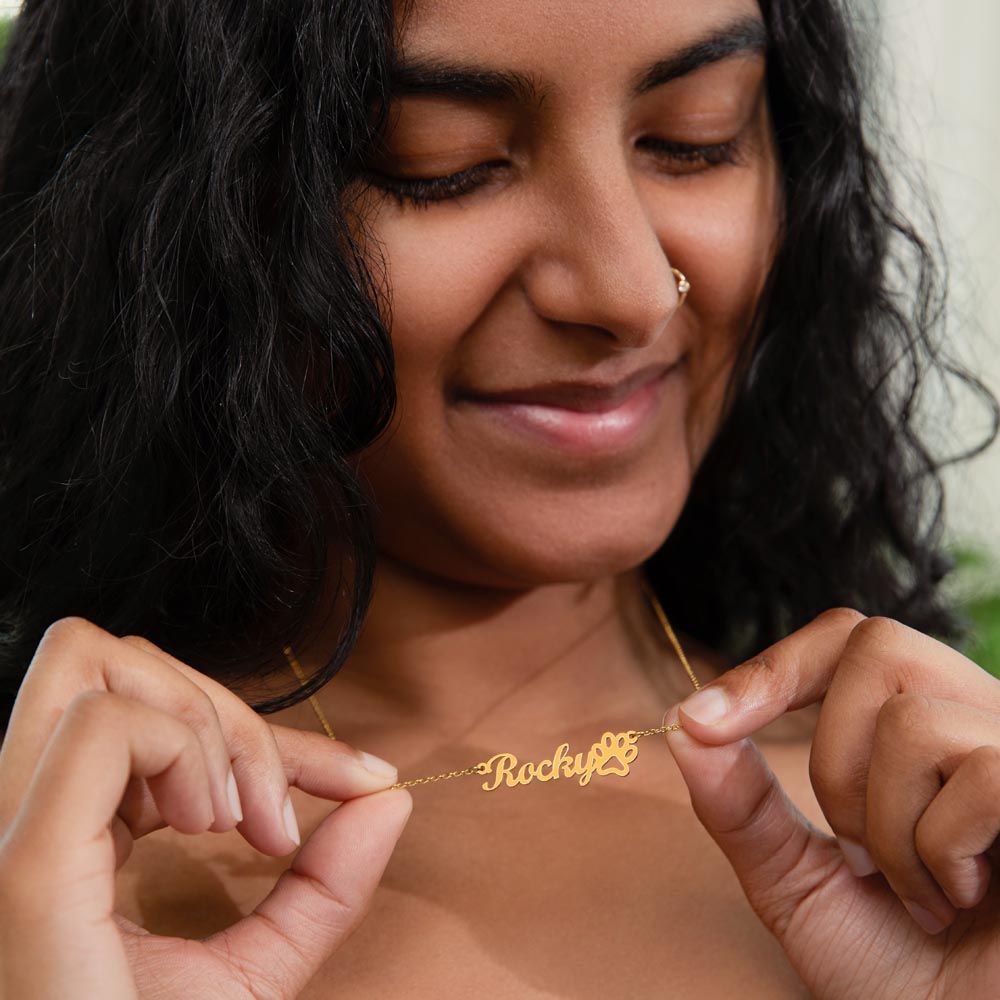 Name Necklace and Paw Print