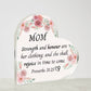 Proverbs 31:25 Heart Acrylic Plaque for Mom, Mother's Day Gift