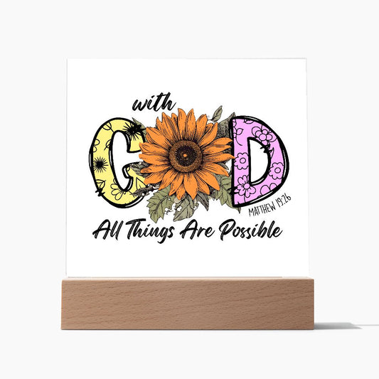 With God All Things Are Possible Acrylic Plaque