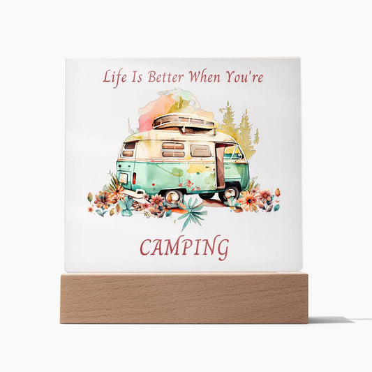 Camping Decor, Acrylic Plaque, Gift for Her