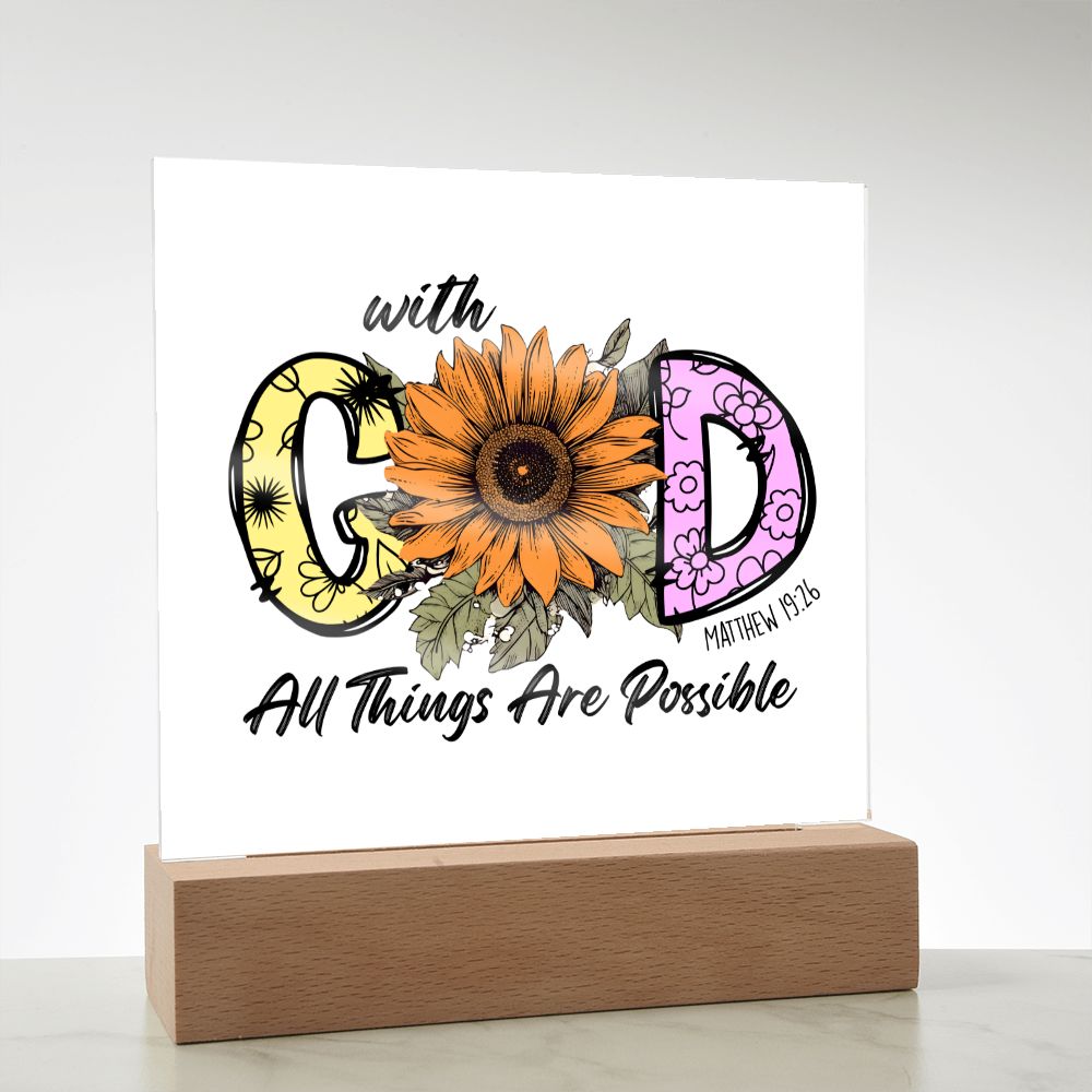 With God All Things Are Possible Acrylic Plaque