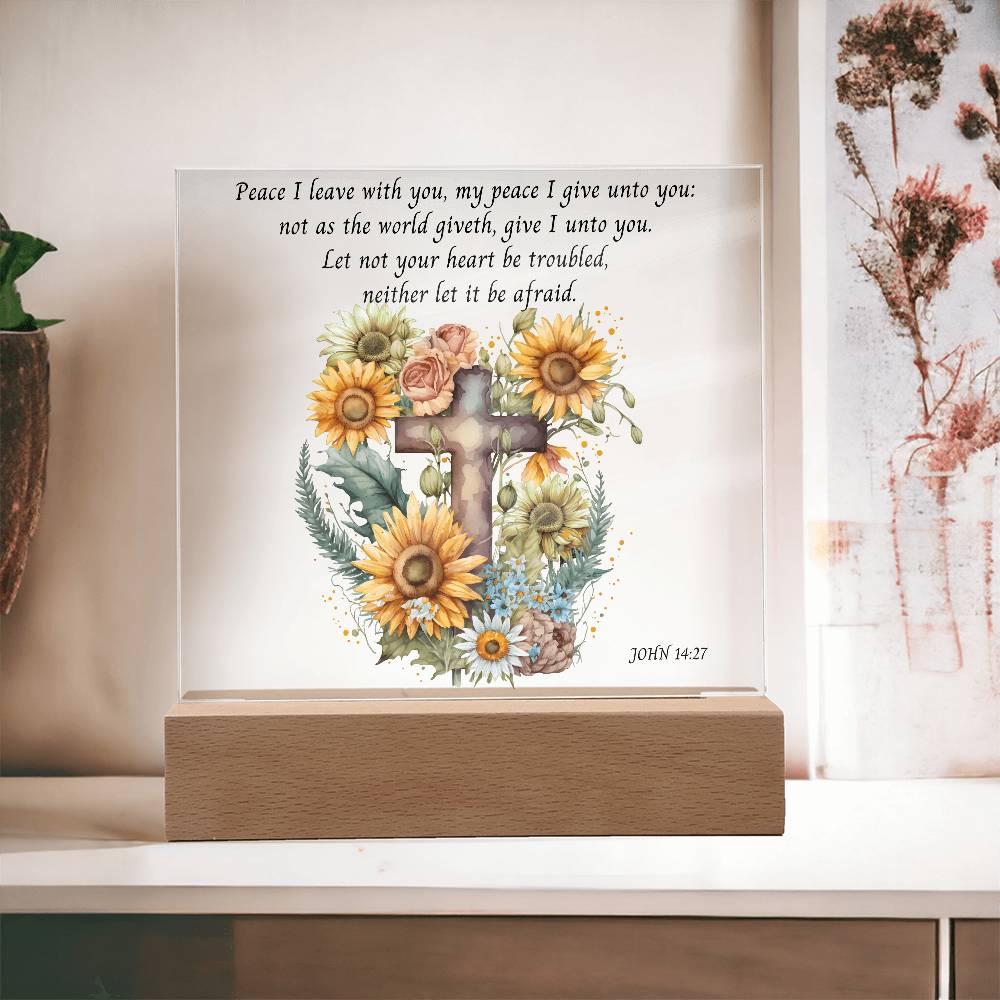 KJV Bible Verse Acrylic Plaque with Sunflowers and Cross