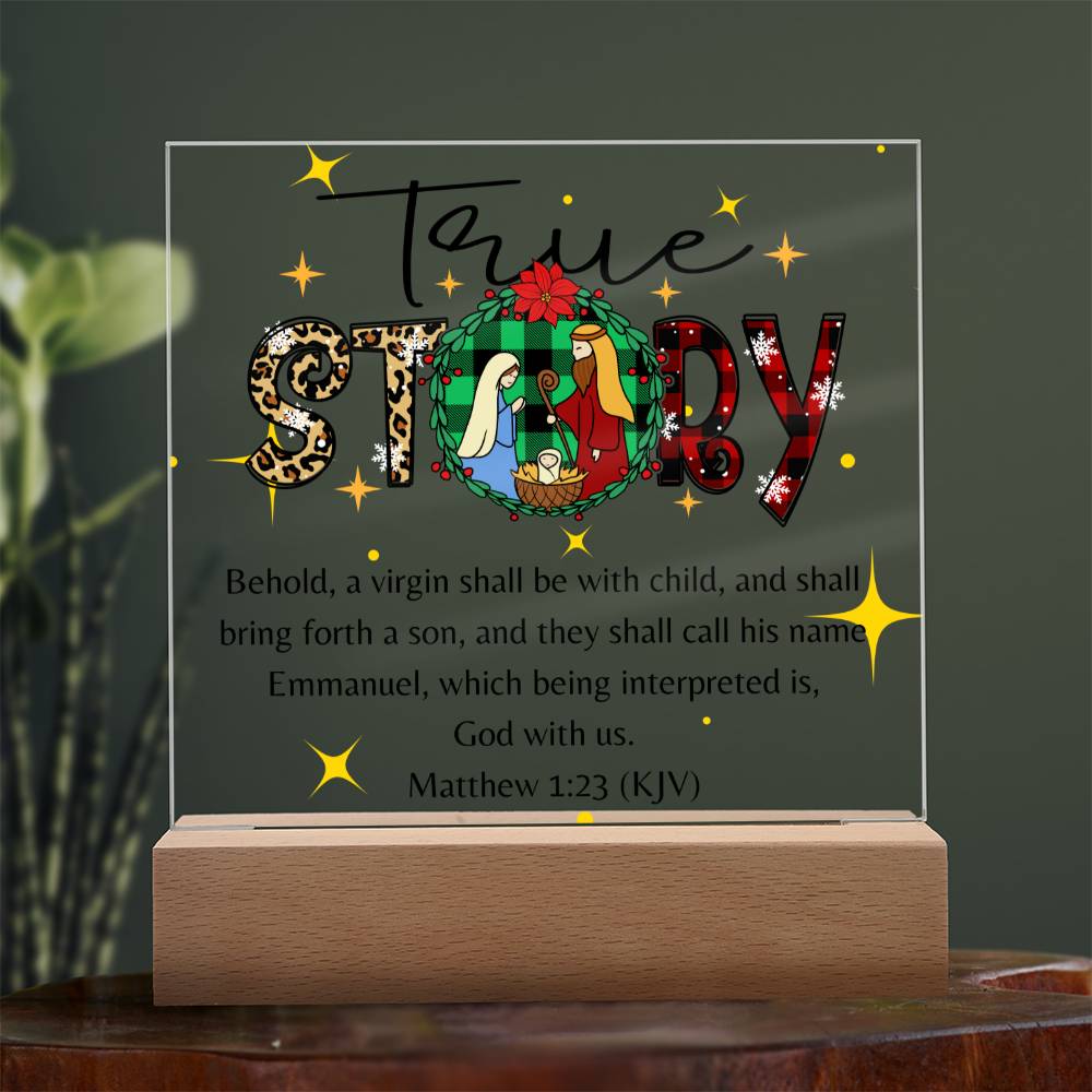 Christmas Acrylic Plaque,Matthew 1:23 KJV, Home Holiday Decor, Nativity Acrylic Sign, Christian Scripture Art