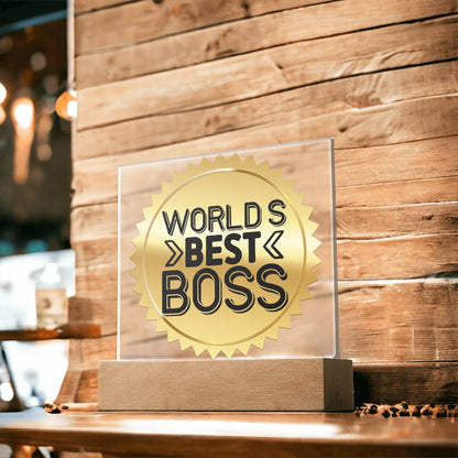 World's Best Boss Acrylic Plaque, Gift for Boss