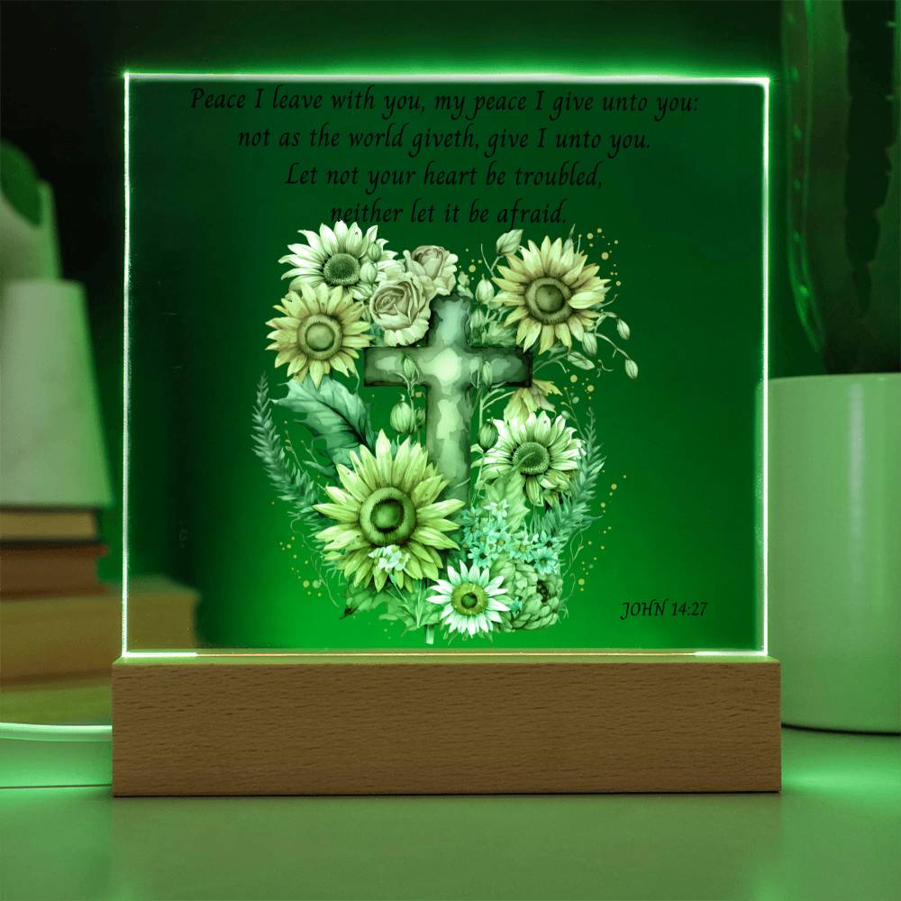 KJV Bible Verse Acrylic Plaque with Sunflowers and Cross