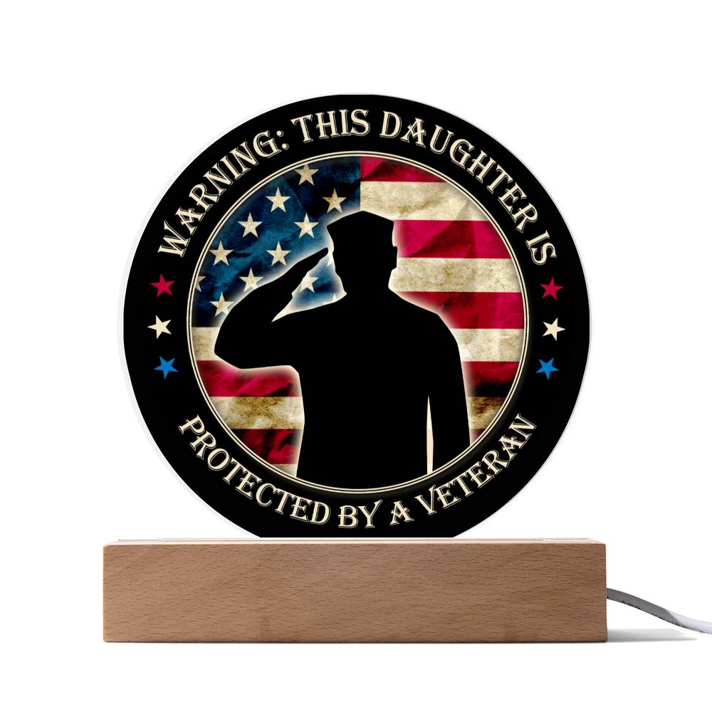 Protected By A Veteran Circle Acrylic Plaque