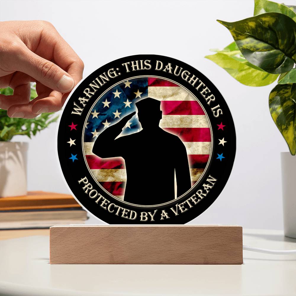 Protected By A Veteran Circle Acrylic Plaque