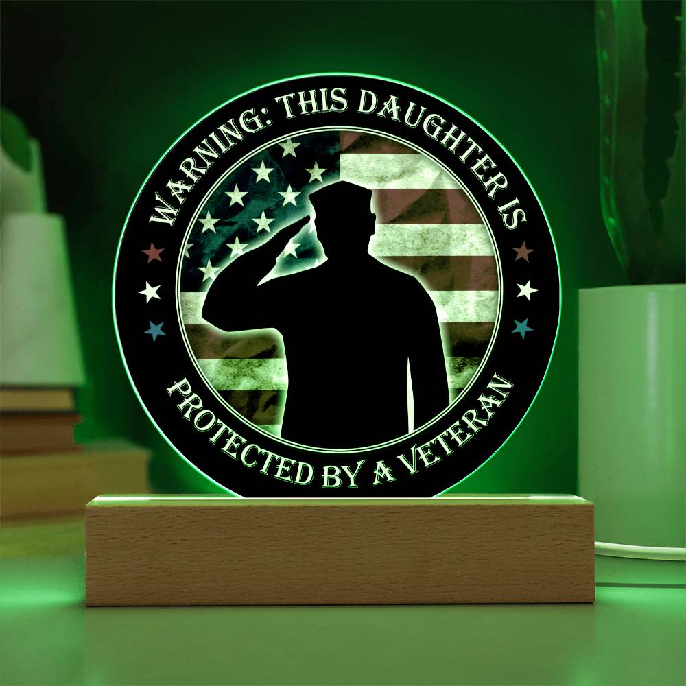 Protected By A Veteran Circle Acrylic Plaque