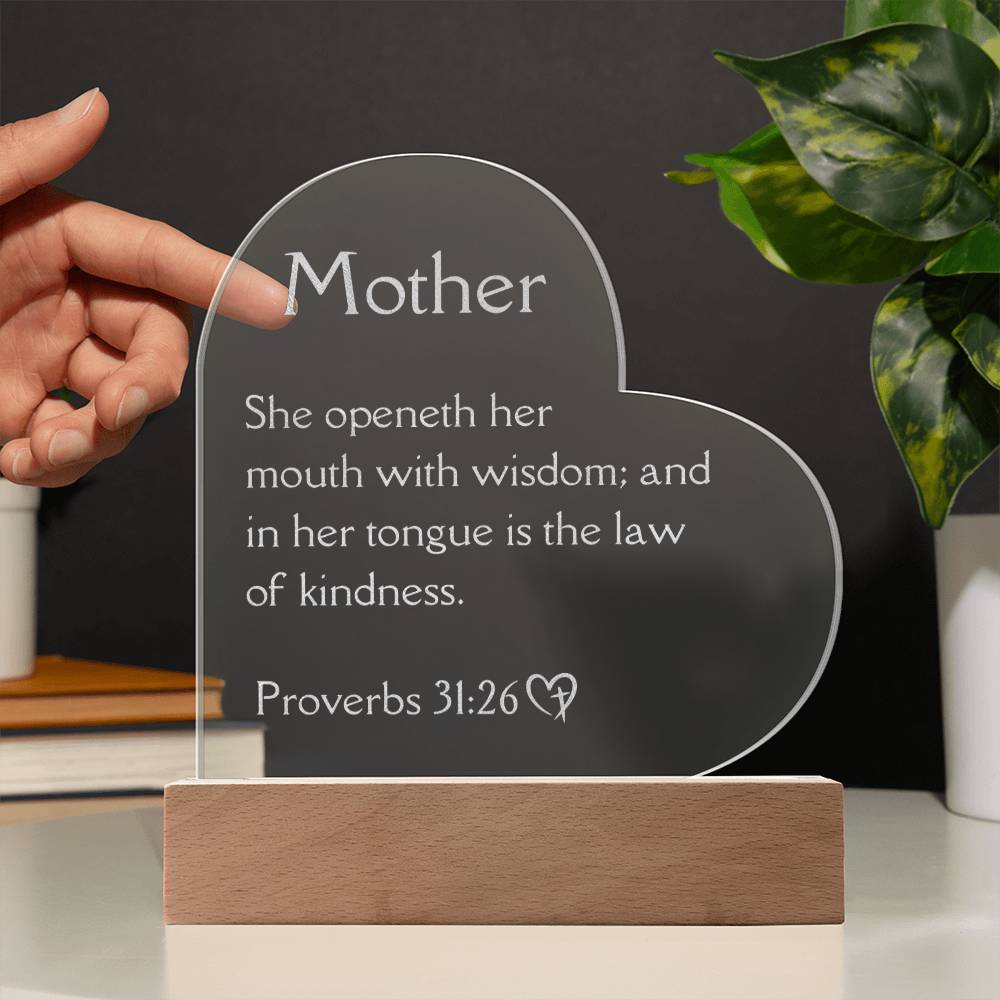 Proverbs 31:26 Engraved Acrylic Plaque, Mother's Day Gift