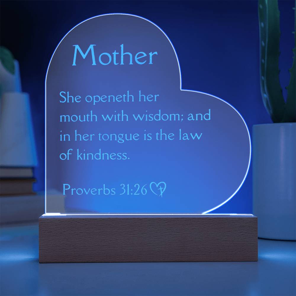 Proverbs 31:26 Engraved Acrylic Plaque, Mother's Day Gift