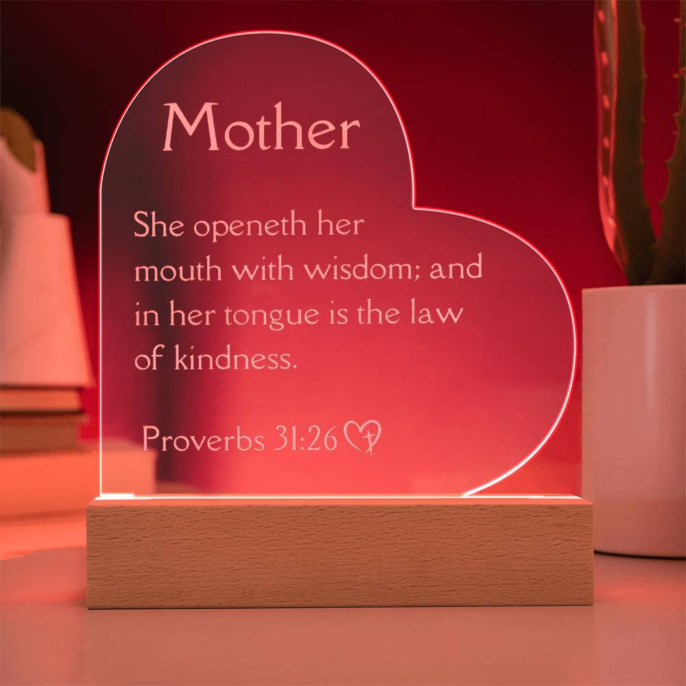 Proverbs 31:26 Engraved Acrylic Plaque, Mother's Day Gift