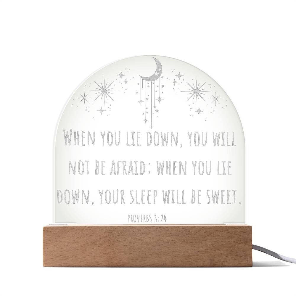 Bible Verse Acrylic Night Light Plaque, Proverbs 3:24