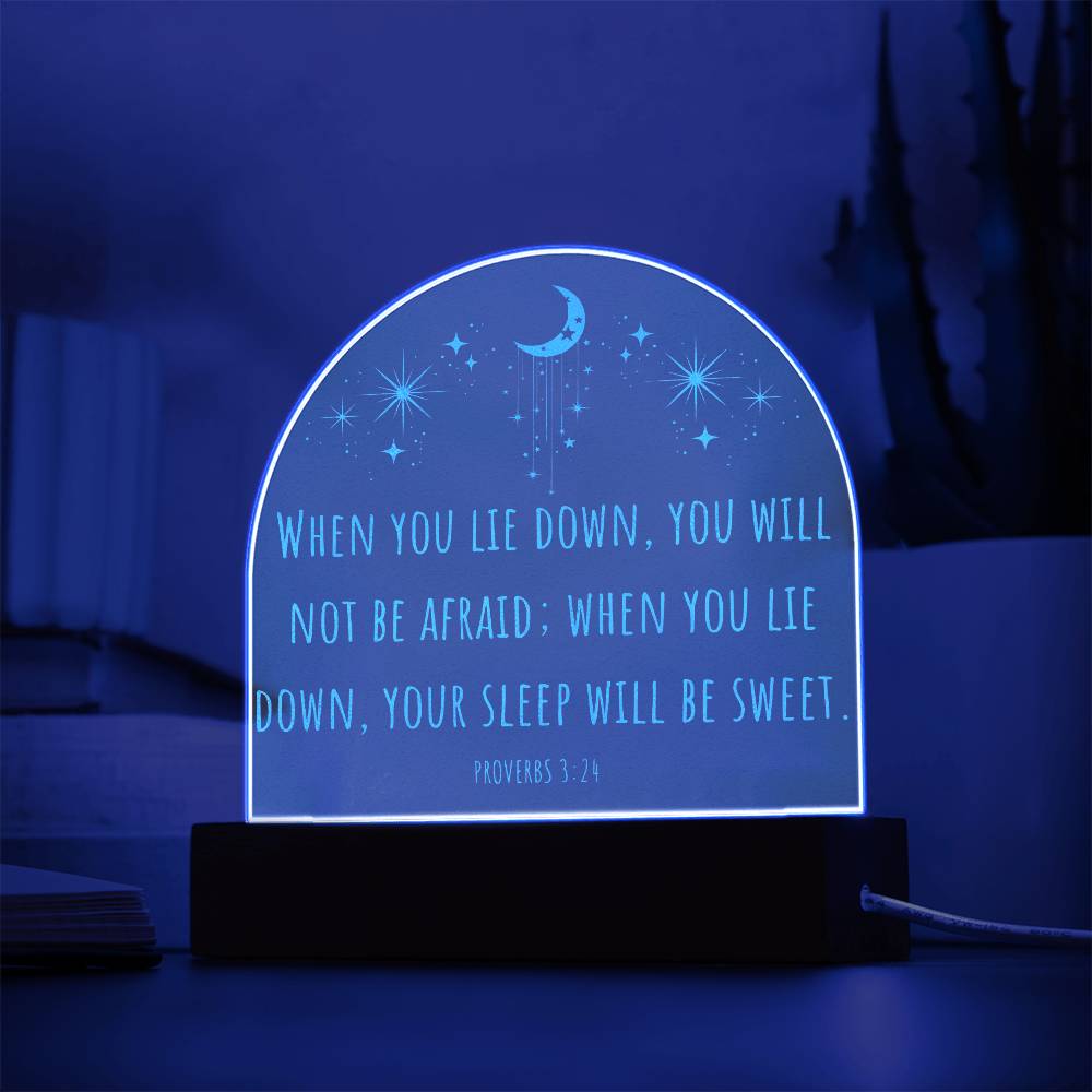 Bible Verse Acrylic Night Light Plaque, Proverbs 3:24