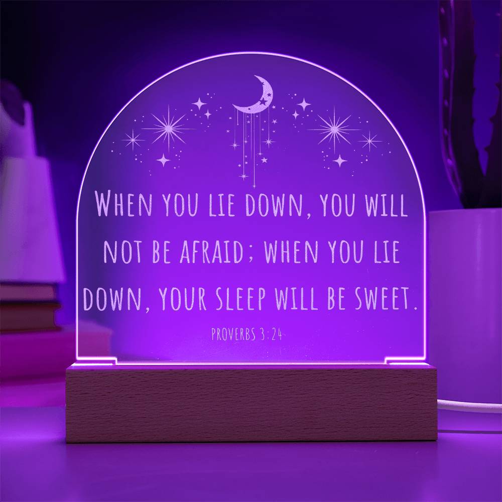 Bible Verse Acrylic Night Light Plaque, Proverbs 3:24