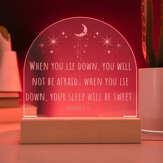 Bible Verse Acrylic Night Light Plaque, Proverbs 3:24