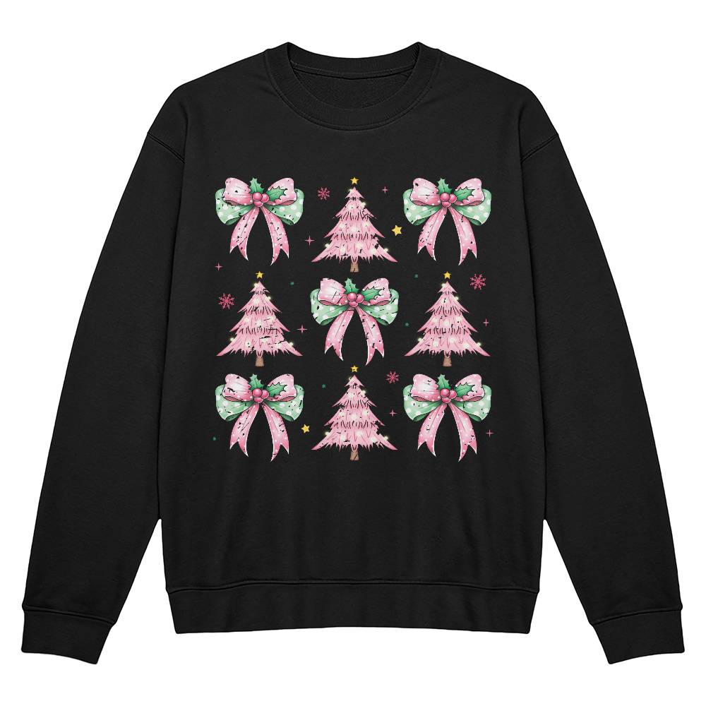 Pink Christmas Trees and Bows Sweatshirt