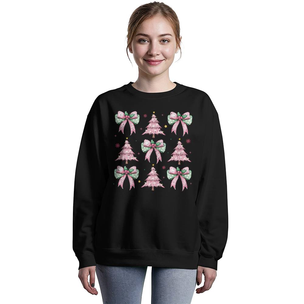 Pink Christmas Trees and Bows Sweatshirt