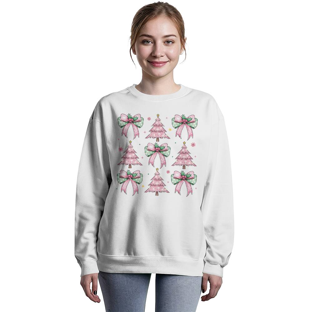 Pink Christmas Trees and Bows Sweatshirt