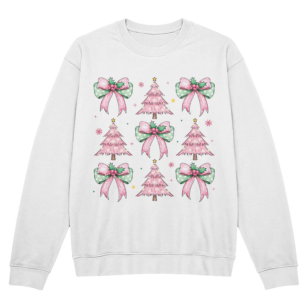 Pink Christmas Trees and Bows Sweatshirt