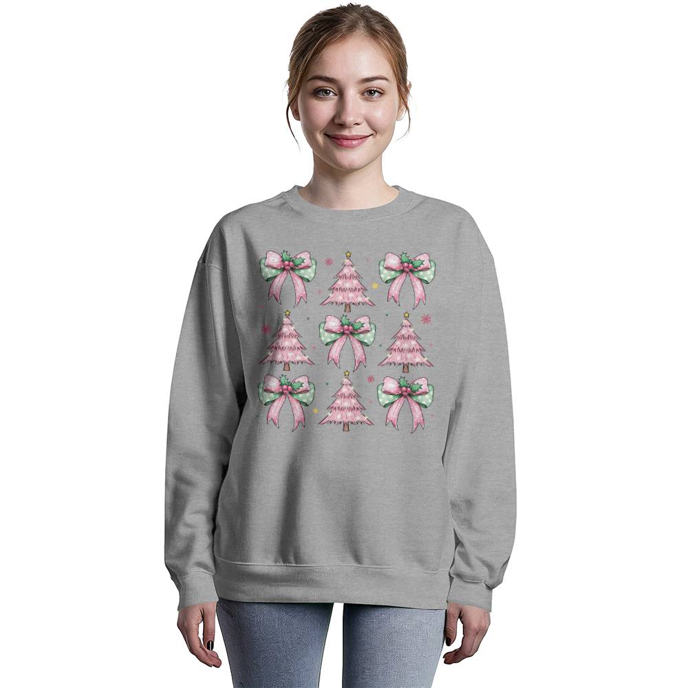 Pink Christmas Trees and Bows Sweatshirt