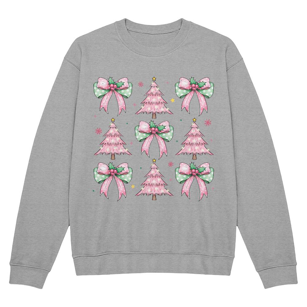 Pink Christmas Trees and Bows Sweatshirt