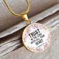 Trust in the Lord Necklace, Graphic Circle Pendant