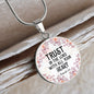 Trust in the Lord Necklace, Graphic Circle Pendant