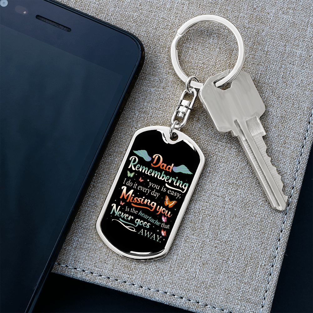 Remembering Dad, Dog Tag with Swivel Keychain