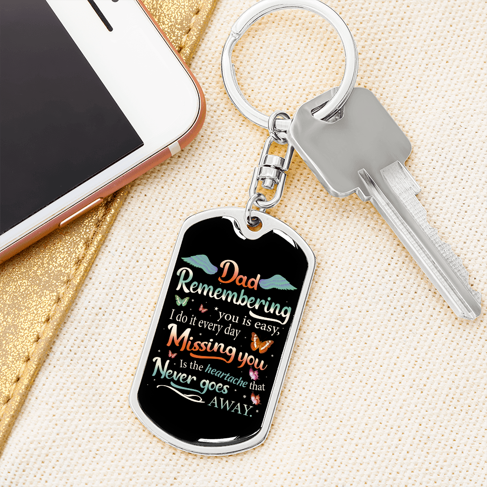 Remembering Dad, Dog Tag with Swivel Keychain